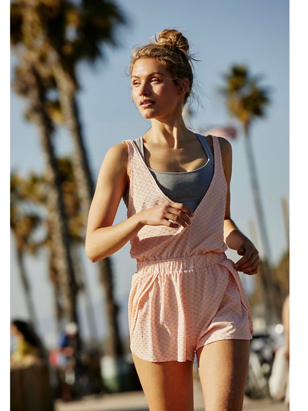 NWT Free People Movement Jog It Off Romper in Peach Orange Size XS